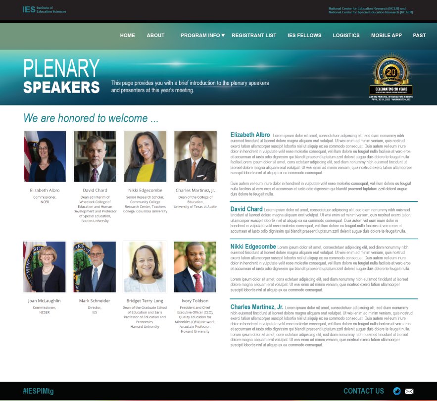 A website page with many speakers on it.