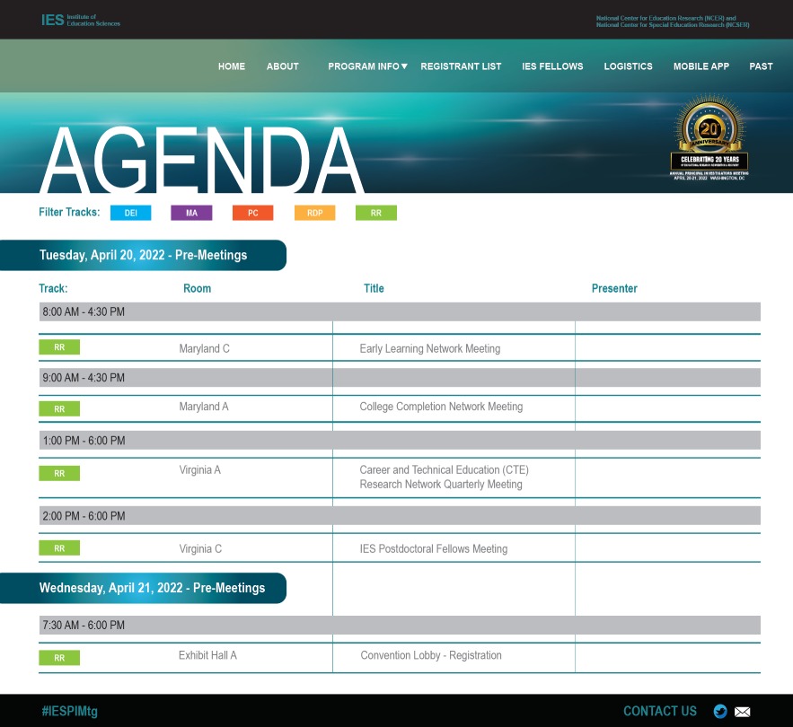 A screen shot of the agenda page.