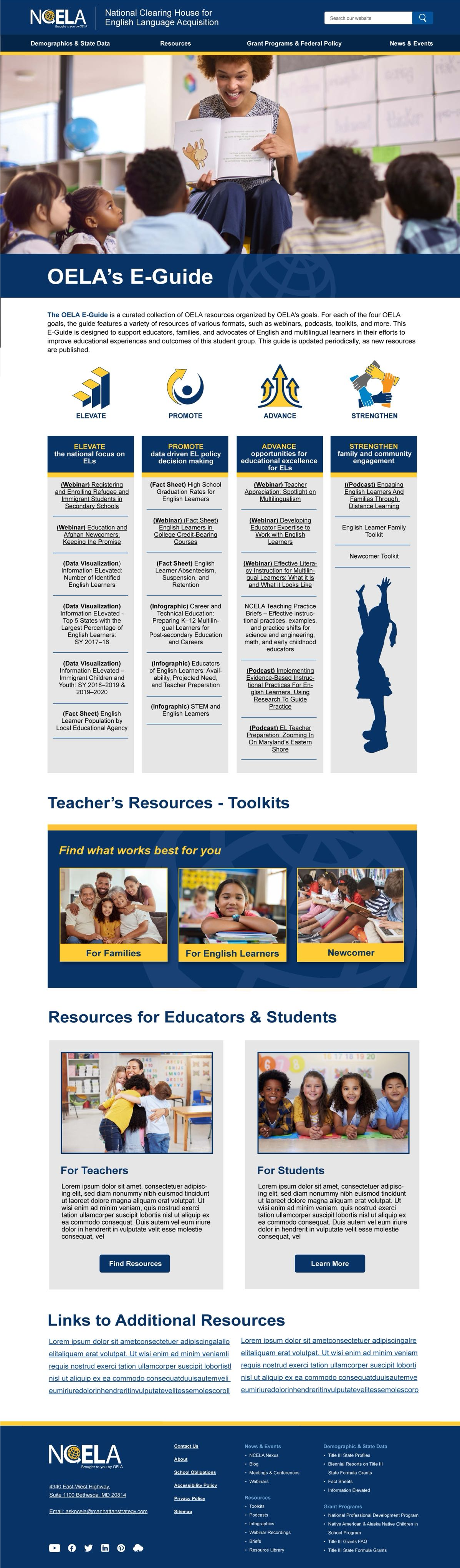 A page of the teacher 's resources and toolkit.